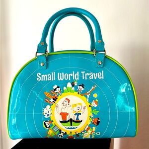 DISNEY It’s A Small World Blue and Green Zipper‎ Closure Bowling Retro HandBag